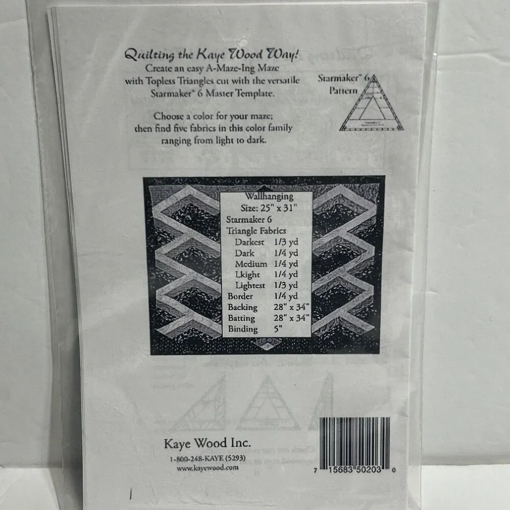 A-Maze-Ing Wall Hanging Quilt Kaye Wood P203 NEW Vintage Sewing Pattern